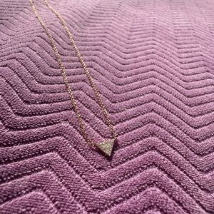 14k rose gold and diamond triangle necklace